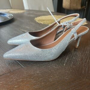 Kurt Geiger Silver Slingback Heels. 37